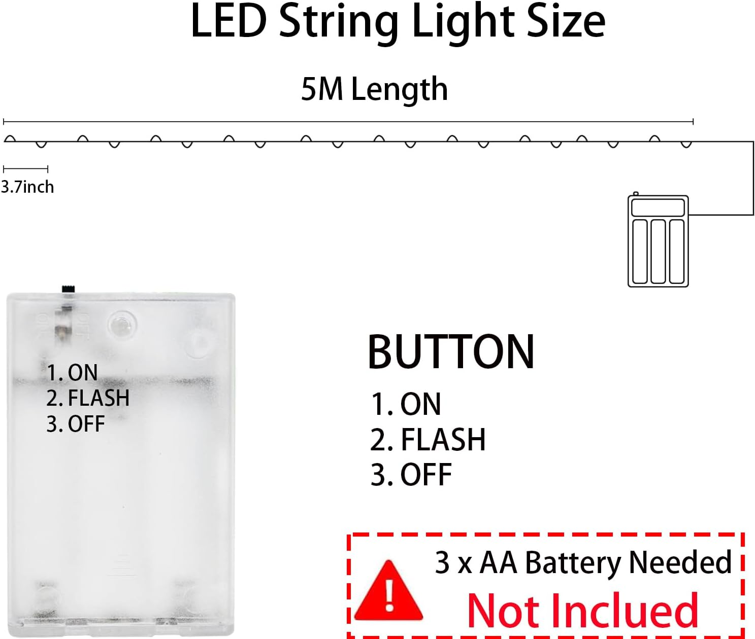 Fairy Christmas Lights Battery Operated, Fyvadio 2Pack 5M/50 LED Warm White String Light, Firefly Starry String Lights DIY, Indoor Lights for Xmas Tree Wedding,Party Events Garden Spring Decoration image number 1