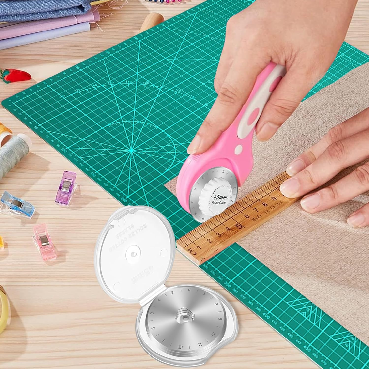 10 Pcs Sk5 High Carbon Steel 45Mm Rotary Blades, Rotary Cutter Blades 45Mm, Replacement Blades for Quilting Sewing Arts Crafts image number 4