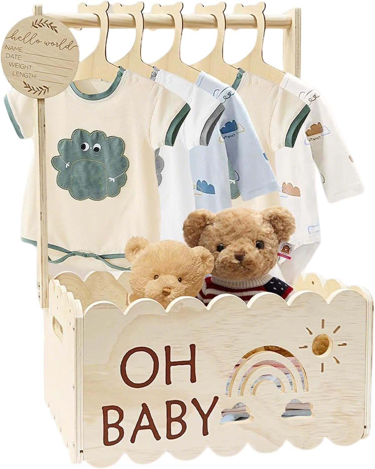 Baby Shower Crate,Baby Basket with Handle | Keepsake Boxes & Tins for Nursery Home Decor Clothing Boys Girls Son image number 3