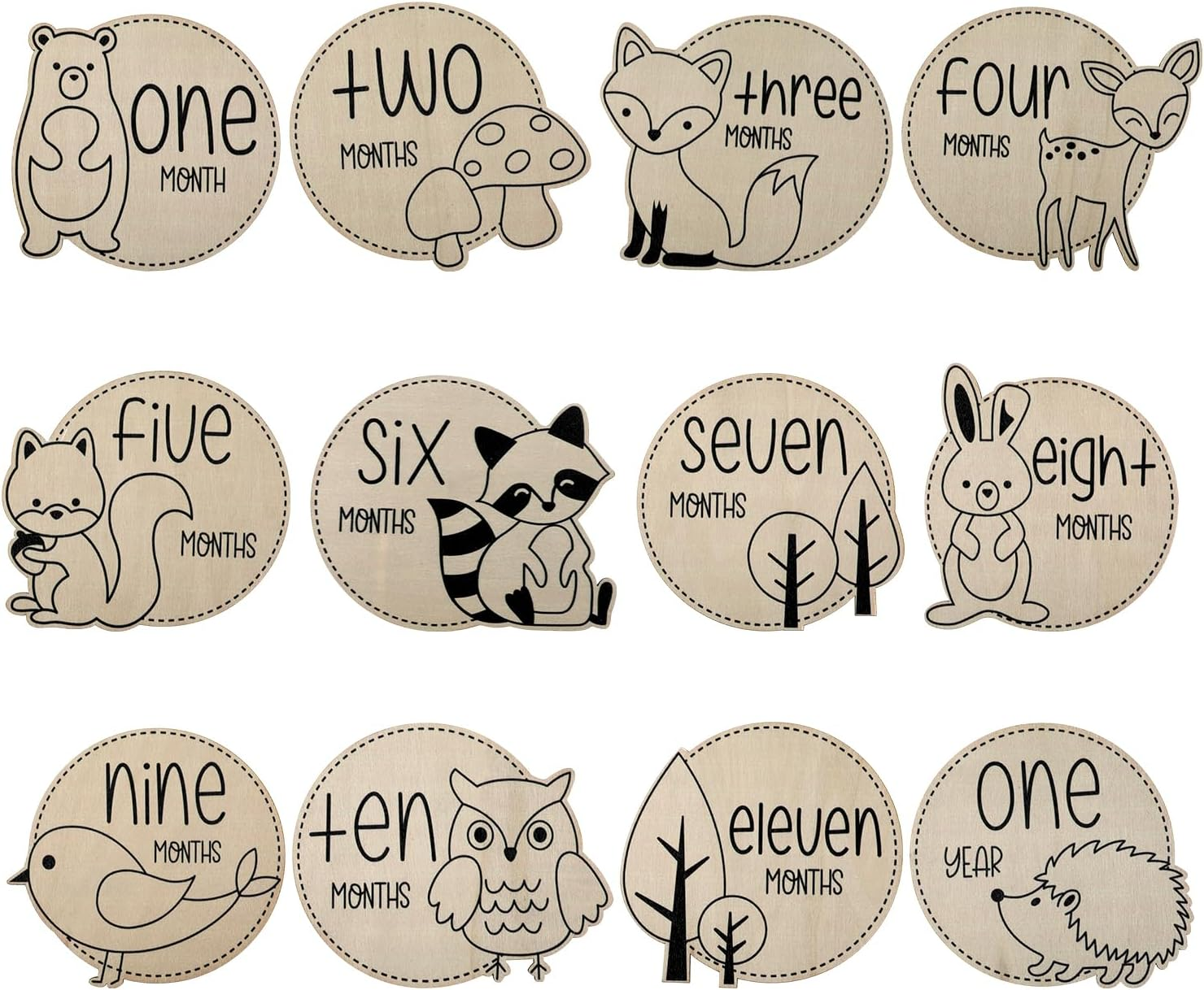 12Pcs Baby Monthly Milestone Cards, Wooden Baby Monthly Milestone Sign Baby Announcement Sign Baby Milestone Cards for Boys and Girls Photo Prop Baby Shower image number 5