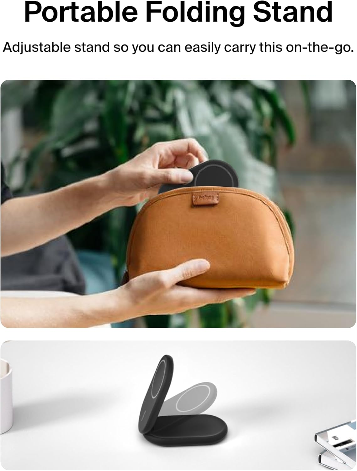 Belkin Wiz028Qcbk 2 in 1 Qi2 Wireless Charging Stand, Compatible with Qi2 Official Certified/Magsafe Smartphone (Up to 15W Fast Charging), Airpods/Wireless Charging Earphones (5W) image number 2