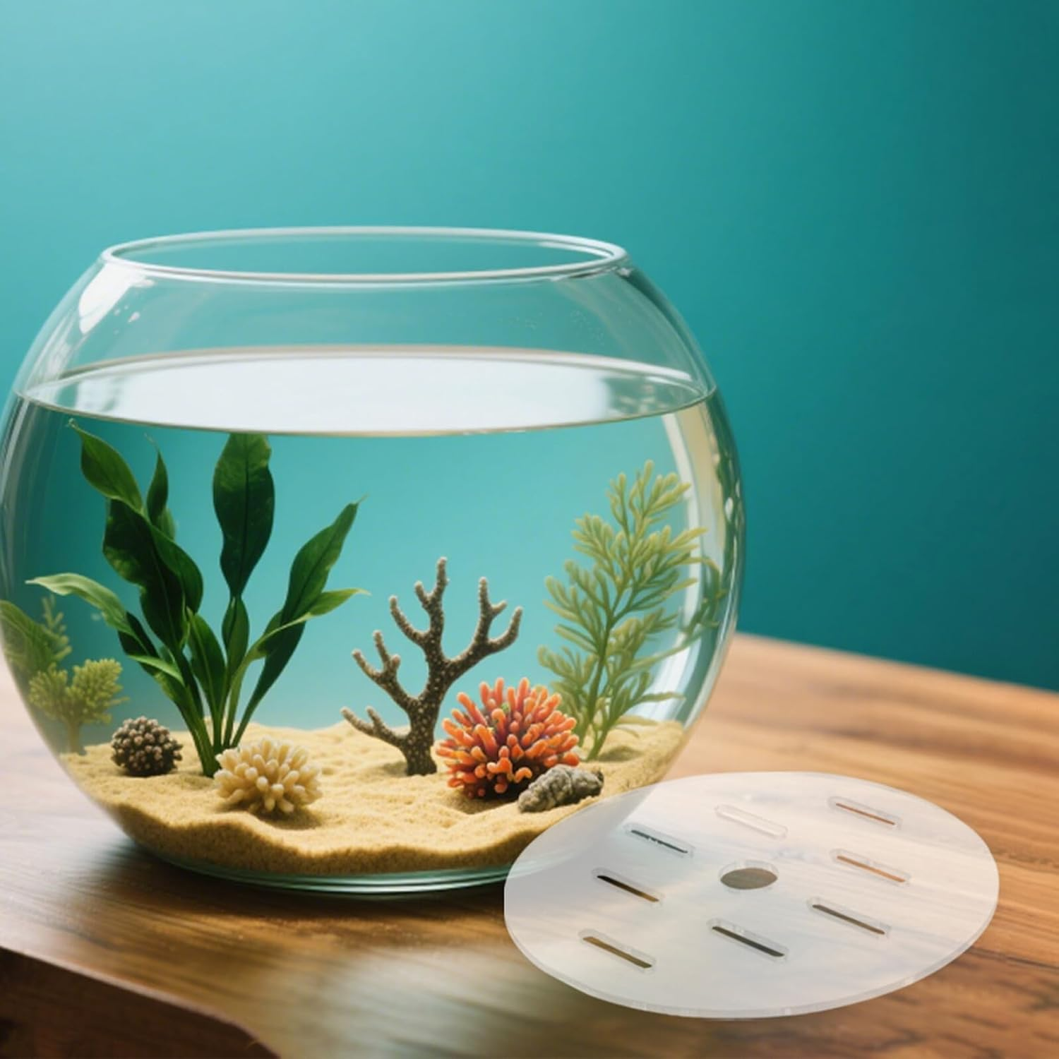 DECHOUS 2Pcs 15Cm round Acrylic Aquarium Covers with Holes Anti-Jumping Fish Tank Lids for Small Fish Bowls Reusable Tank Accessories for Aquatic Pets