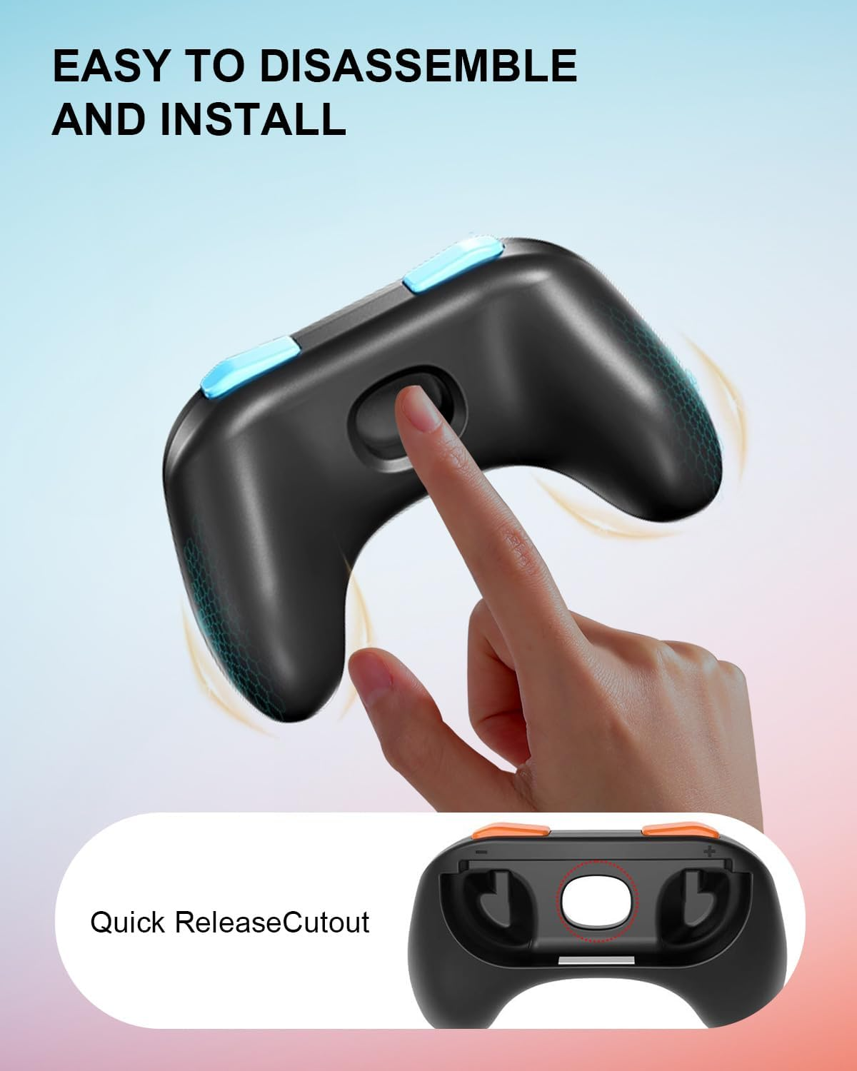 T Tersely Grips for Nintendo Switch 2 Joycon Controller 2 Pack - Game Accessories Joy-Con Handheld Joystick Remote Control Holder Joy Con Kit - Blue&Orange image number 2