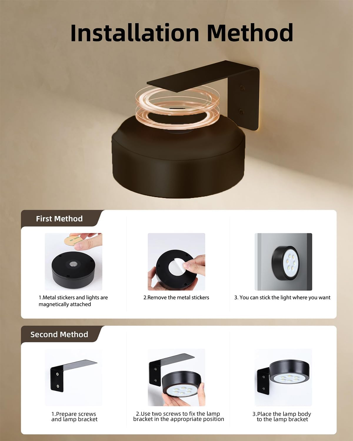 6Pcs Picture Lights with Remote Control, 2000Mah Rechargeable Poster Lights, 3 Color Dimmable Magnetic Wall Lamp with Timer, Decorative Lights for Art Display, Photo Frame and Art Portrait (Black) image number 1