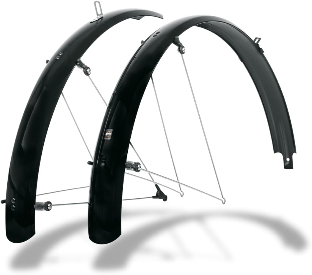 SKS GERMANY BLUEMELS Basic 26 Inch 53 Mm Black Set Mudguard Set, Bicycle Accessories (Robust Sandwich Construction, ASR Safety System, V-Struts with Fixed Bridges for Flexible Adjustment), Black image number 1