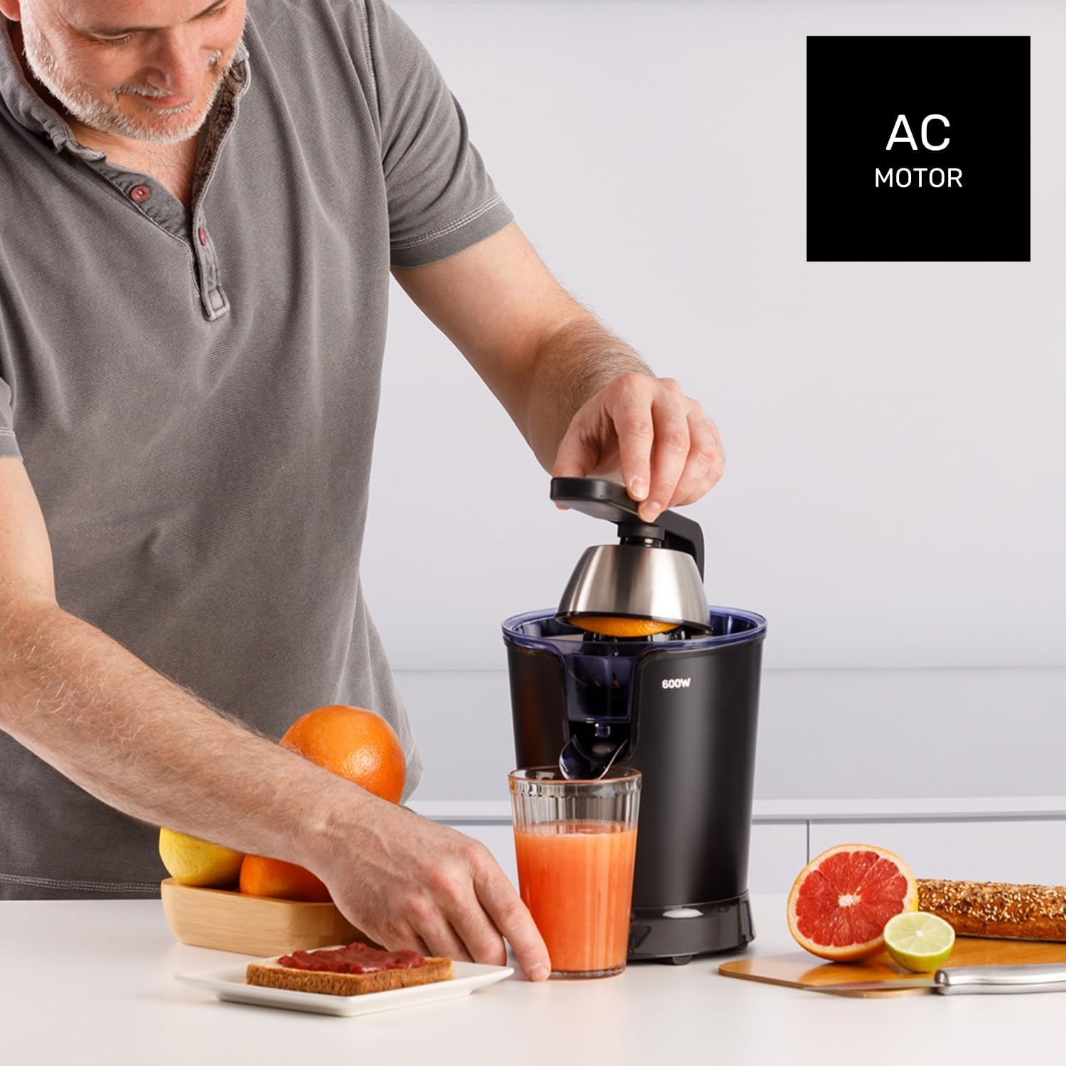 Taurus Amazing SQ601X Electric Lever Press 600W Professional AC Motor 0.65L Container 2 Cones for All Citrus Fruits image number 1