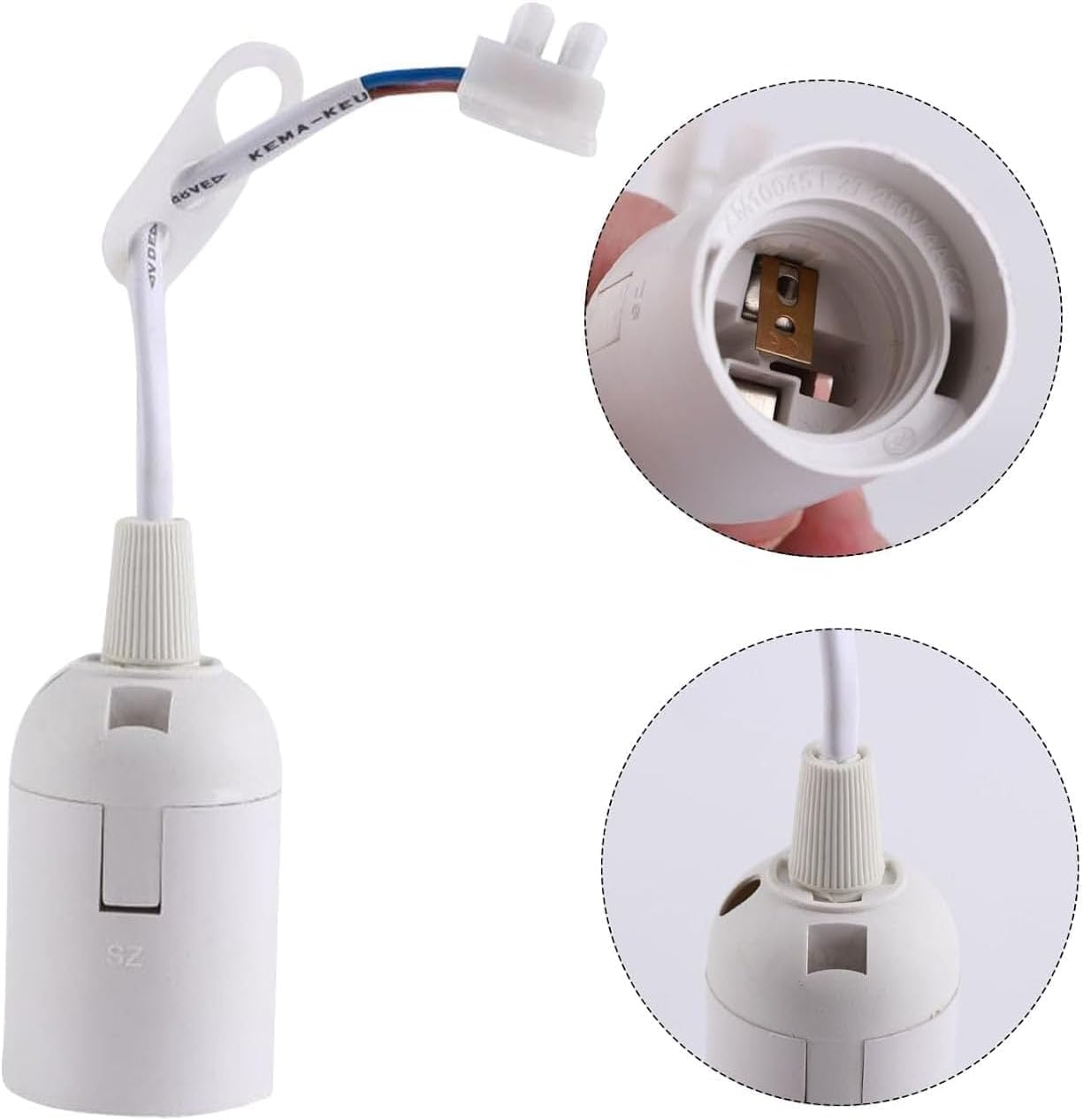 Kjzeex Pack of 10 E27 Replacement Bulb Socket, Renovation Socket, Lamp Holder, 4 A, 250 V, Construction Socket with Cable for Lamp Repair and Household Installation image number 1