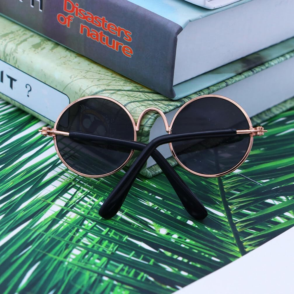 Fashion Glasses Pet Sunglasses, 2 PCS Fashion Dog Retro round Sunglasses for Cute Dog Cat Cosplay Party Pet Store Photography Props Vintage Accessories - Picture 3 image number 5