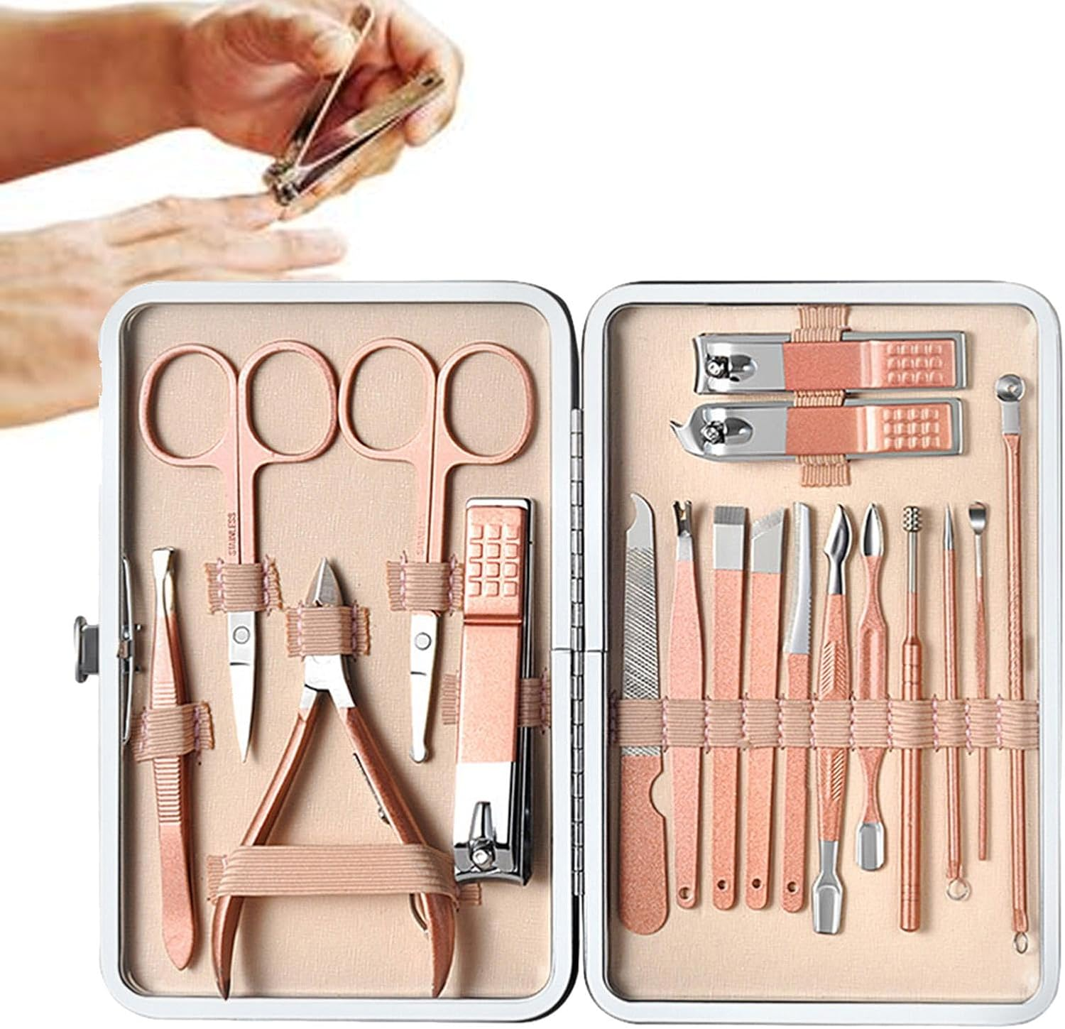 Manicure Pedicure Set, Set of 18 Manicure Grooming Set, Stainless Steel Portable Nail Toenail Clippers Kit with Luxurious Travel Case for Husband Boyfriend image number 2