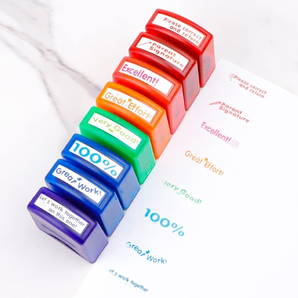 Slzhds Self-Inking Teacher Stamp Set, 18 Pcs Motivational Stamps for Grading & Encouragement, Fun Classroom Stamps for Teachers & Parents, Ideal for Kids Learning & Homework (18 Pcs) image number 3