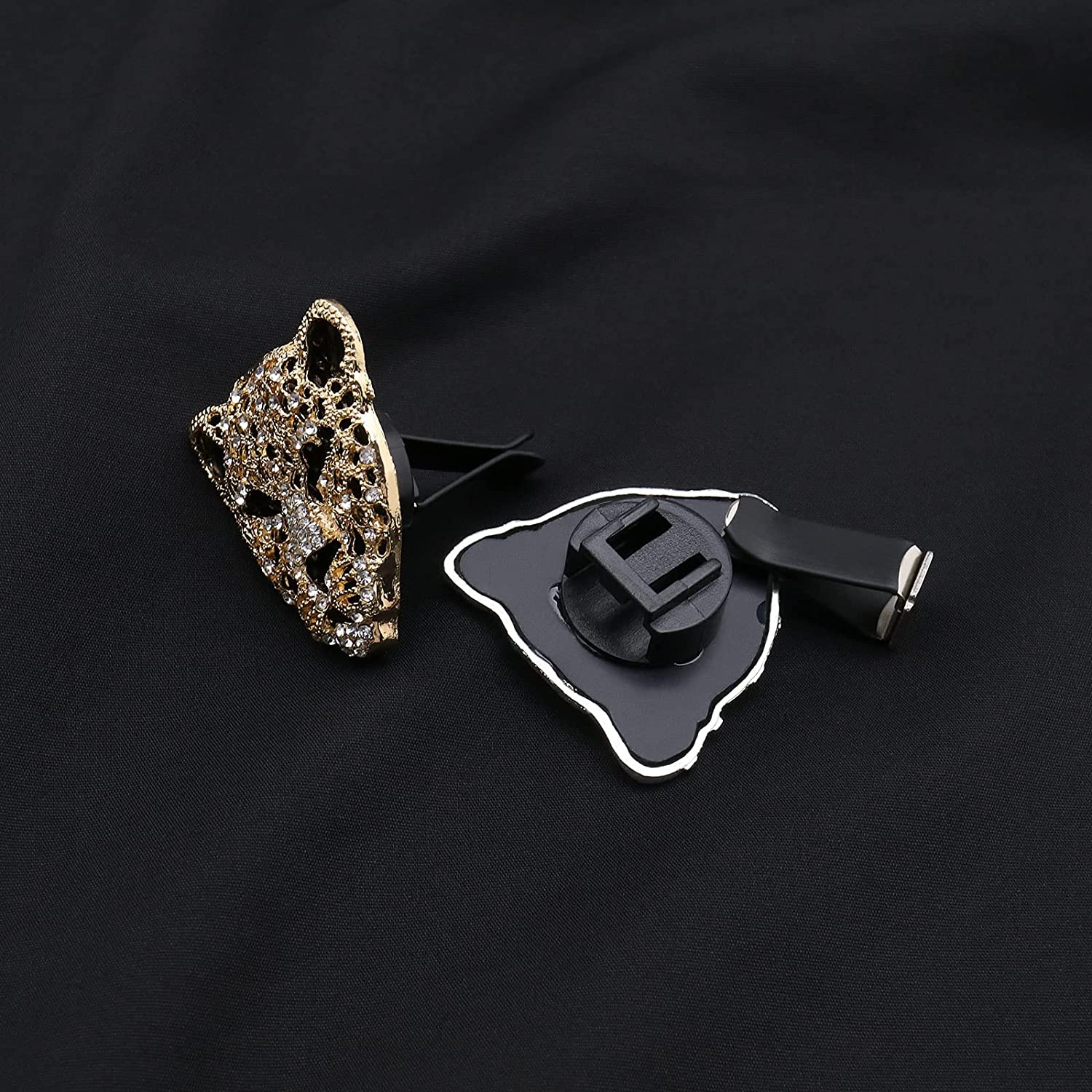SING F LTD 2PCS Car Air Vent Clip Bling Rhinestone Leopard Shape Car Essential Oil Diffuser with Cotton Pad Car Bling Accessories Car Interior Decor image number 1