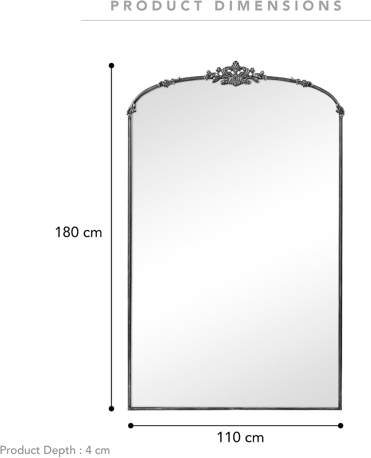 Cooper & Co. Florence XL 180Cm Baroque Mirror Black image number 5