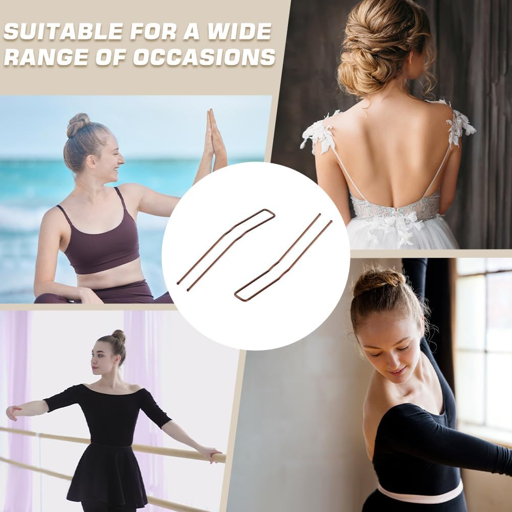 AHANDMAKER 30 Pcs U Shaped Hair Pins, 2.5 Inch Ballet Buns Bobby Pins Hair Clips Brown Metal U Shaped Hairpins for Updo Bun with Storage Box Hairs Accessories for All Women Hair Types image number 1