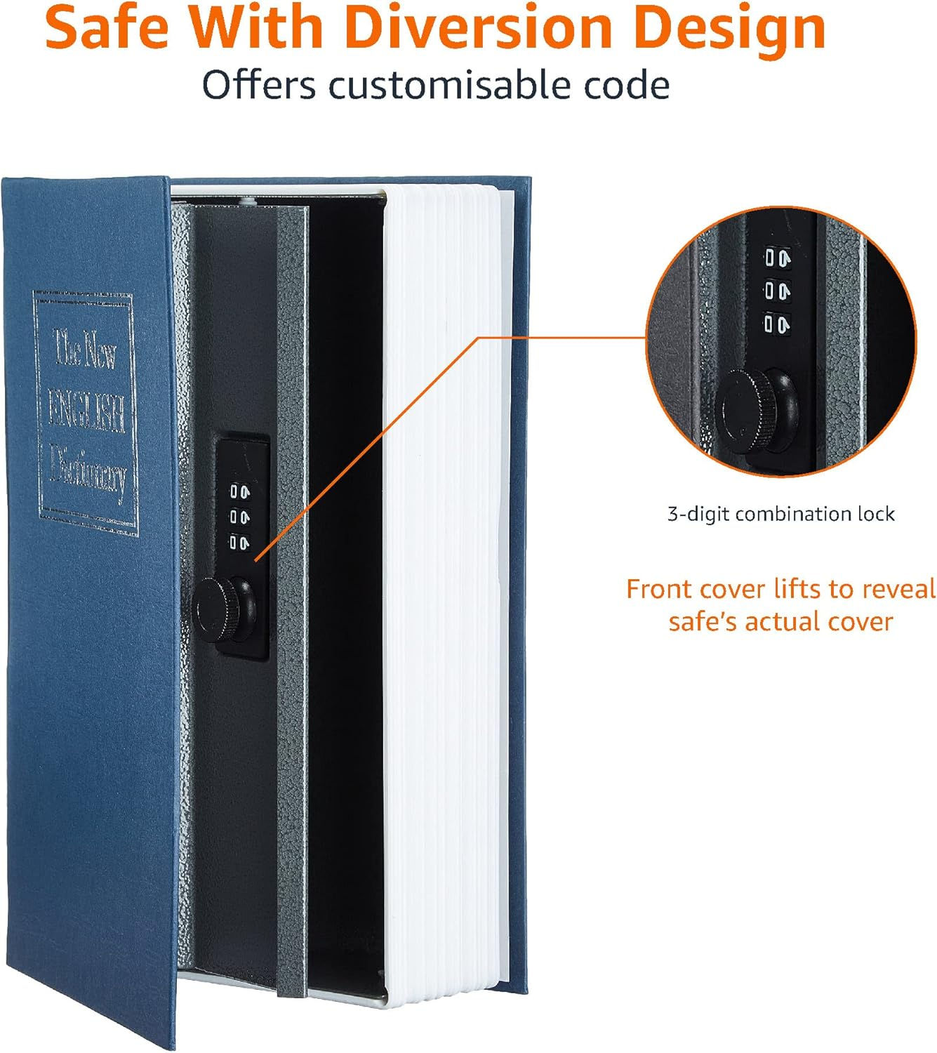 Amazon Basics Book Safe, Combination Lock, Blue image number 7