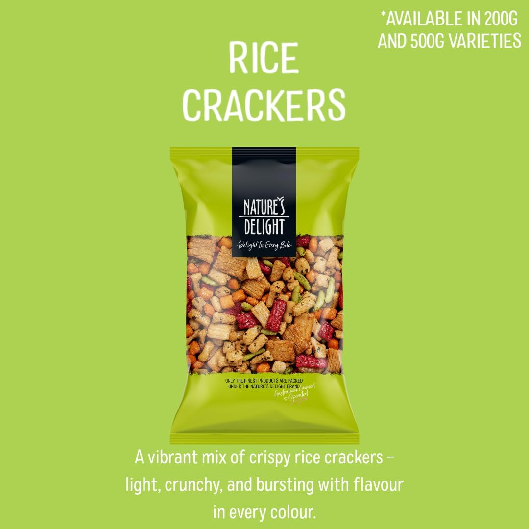 Nature&rsquo;S Delight Coloured Rice Crackers 200G &ndash; Crispy Rice Snacks Variety Pack, Light & Crunchy Rice Crisps for Everyday Snacking