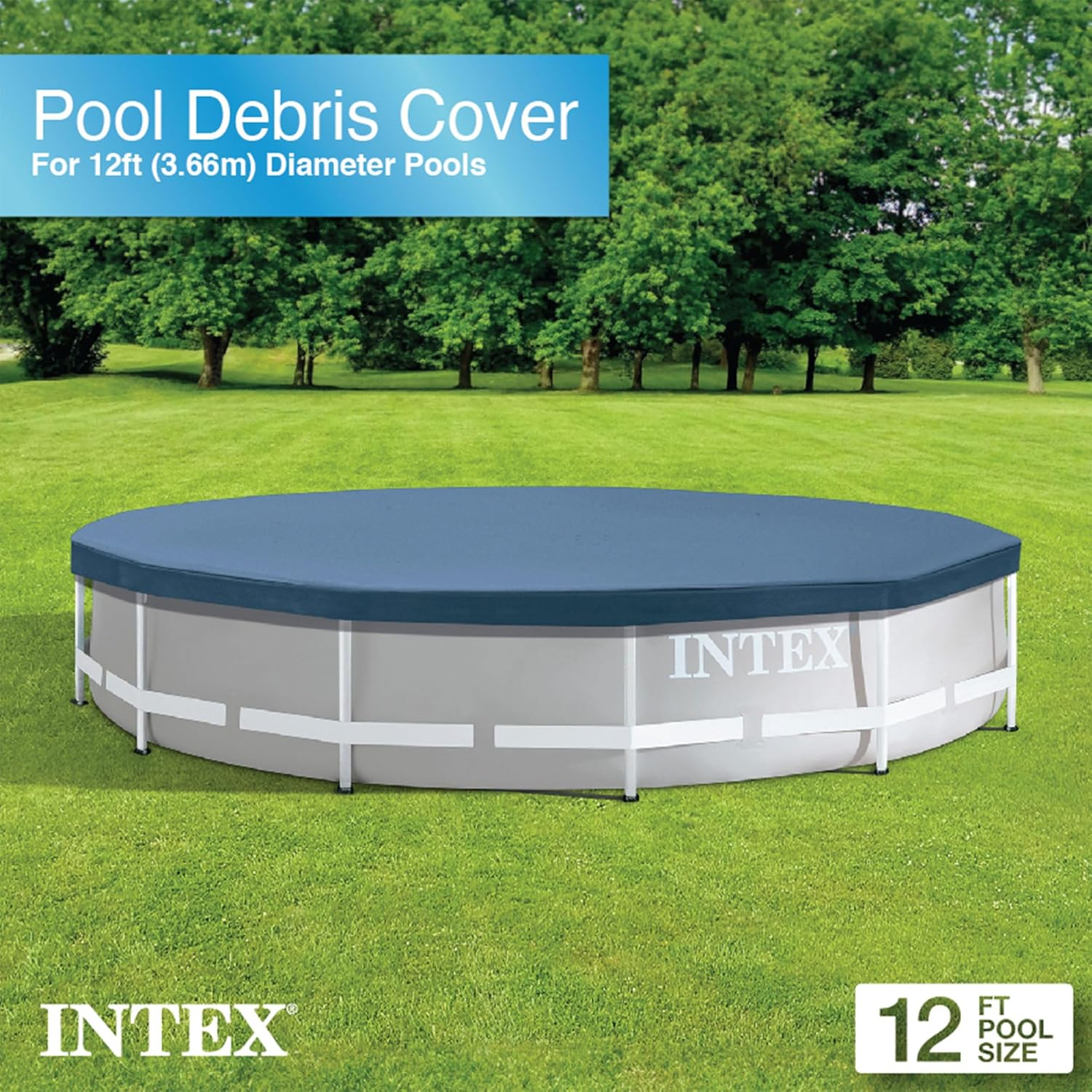 Intex 3.66M X 25Cm round above Ground Outdoor Pool Protective Debris Cover Set image number 1