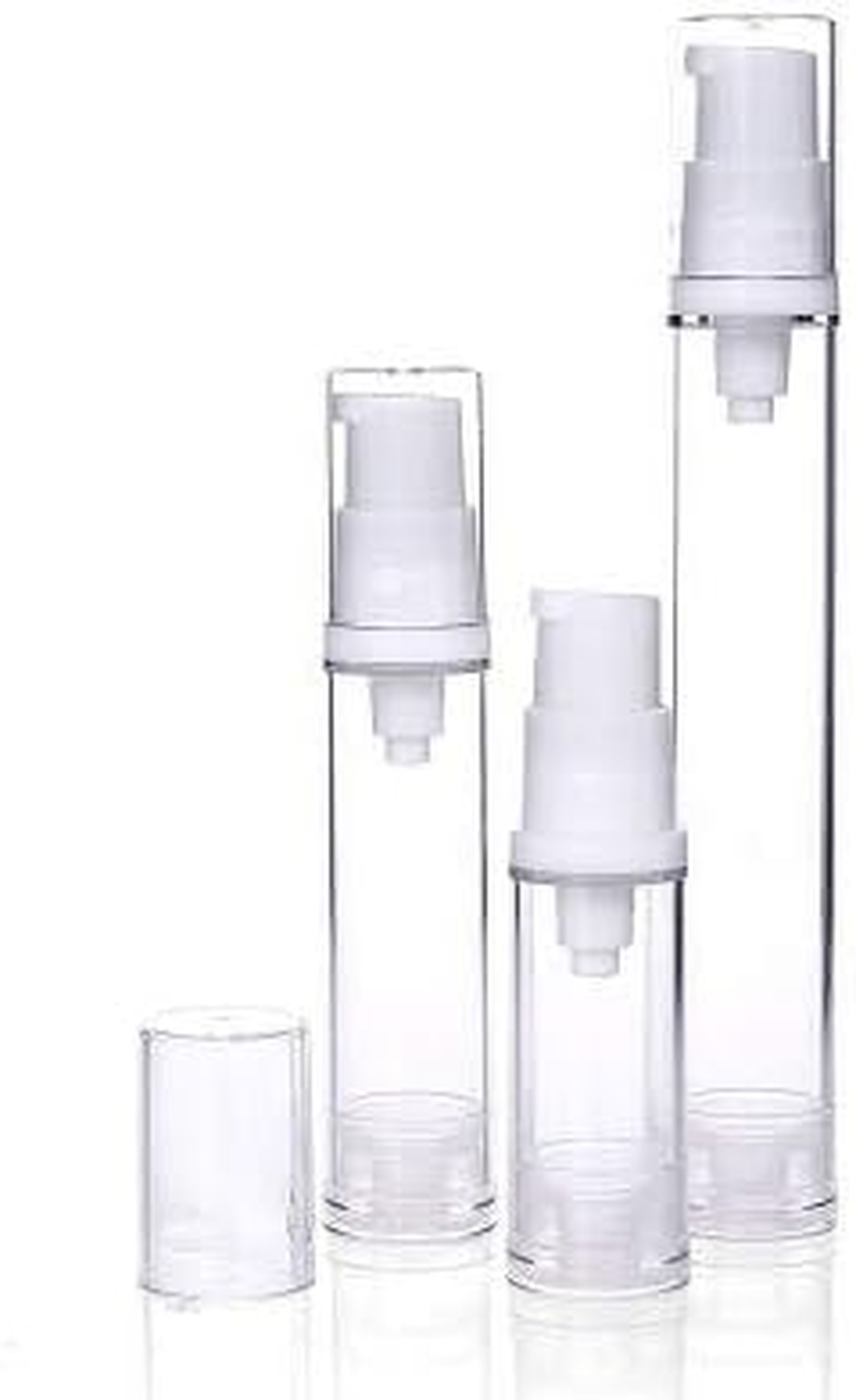 10Pcs Airless Pump Press Bottle Empty Plastic Vacuum Lotion Bottles Clear Containers Cosmetics Skincare Travel Size Dispenser (5Ml) image number 5