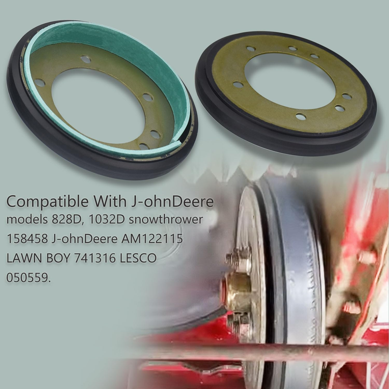 04743700 Lawn Tractor Drive Disc Kit with Liner/Friction Wheel, Compatible with Sn-Apper Riding Clutch Disc, Replace Models 240-975, 7053103, 7600135, 5-3103, 5-7423 (OD 6" ID 5-1/8") (2 Pack) image number 2