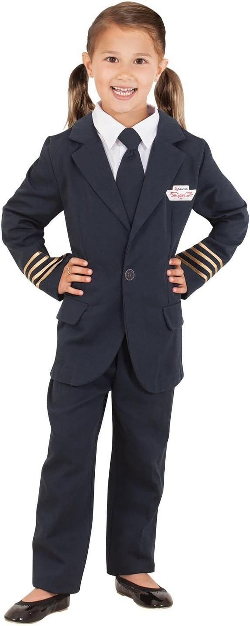 Rubie'S Qantas Captain Uniform for Kids - Medium (6-8 Yrs) - Unisex - Blue - Career - Role Play - Authentic Replica - Button, Velcro Closure