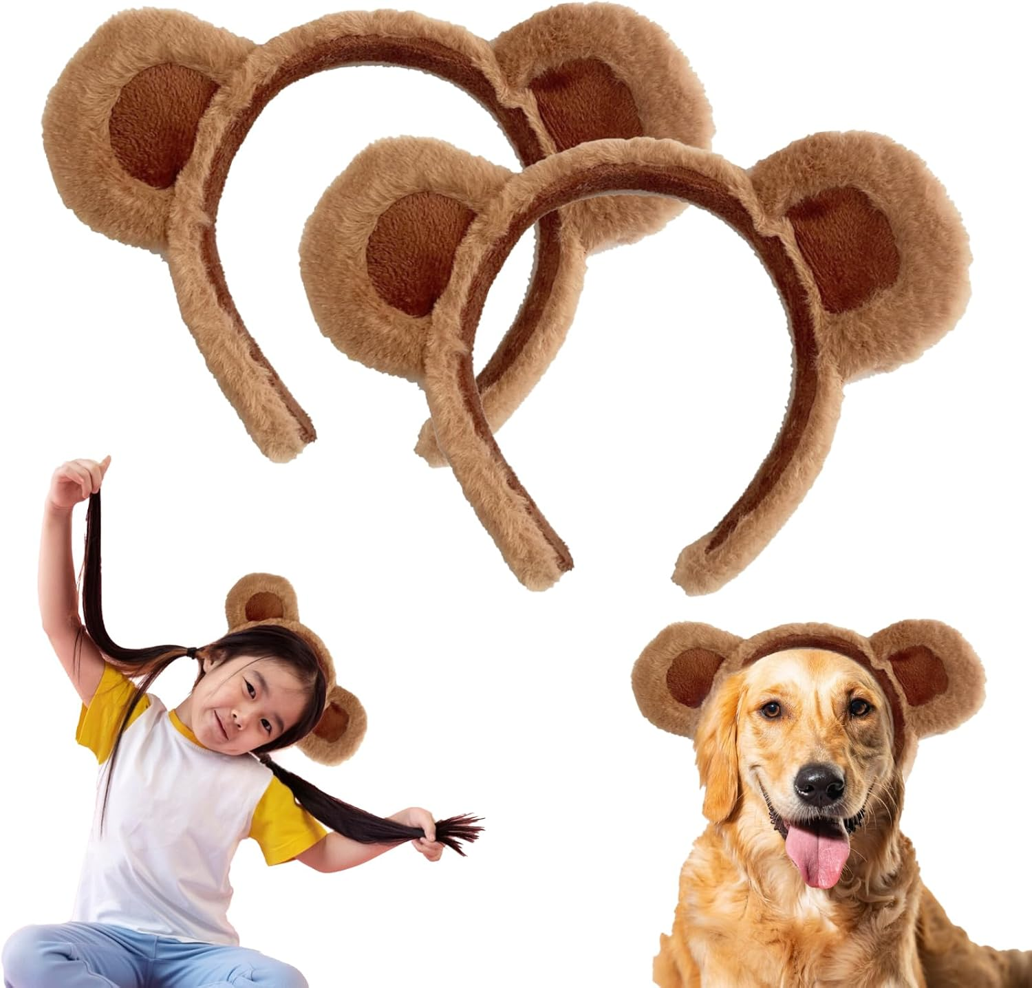 SUSOO 2 Pcs Soft Bear Ears Headband, Brown Plush Costume Hairband for Adults & Kids, Cosplay Party Headbands, Soft Bear Ear Shaper for Face Washing, Cute Teddy Style for Women & Toddlers image number 5