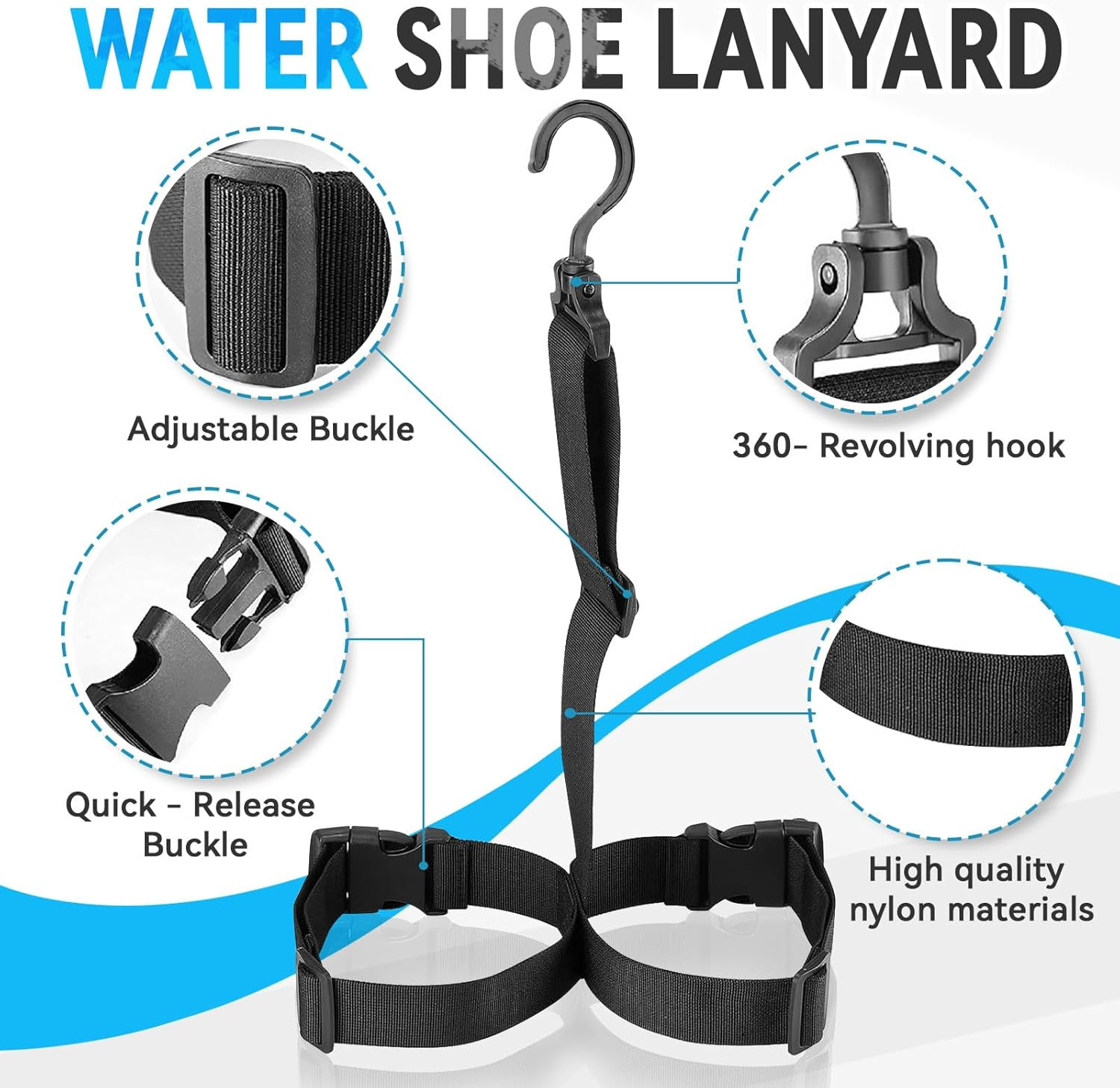 3 Pcs Fishing Wader Boot Hanger, Adjustable Strap Wader Hangers Boot Hanger Boot Hooks Boot Straps, Boot Drying Rack for Hanging Belts, Drying Boots, Fishing Boots image number 3