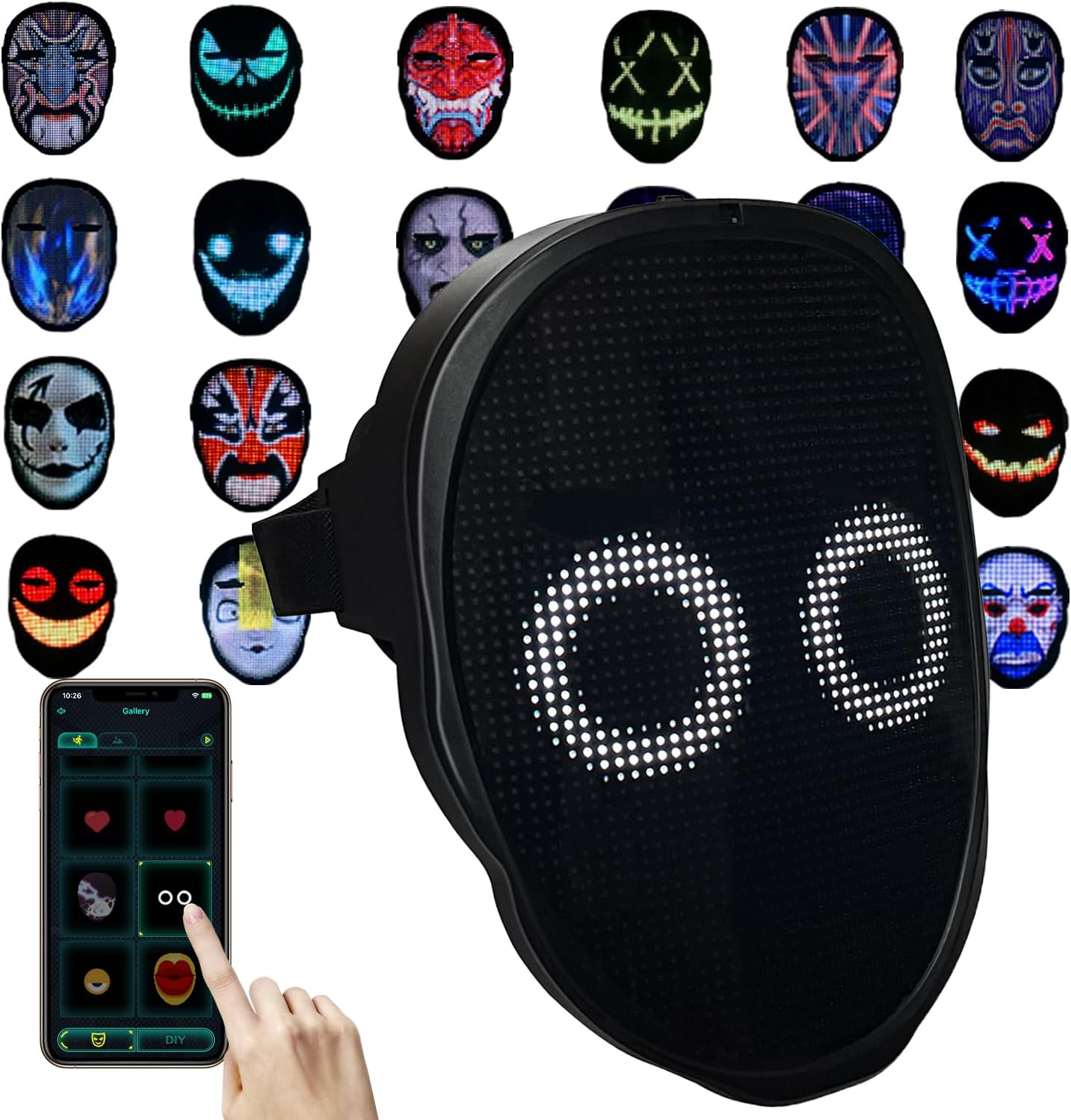 Depointer Life LED Mask with Bluetooth Compatible App Control, Customizable Shine Mask image number 1