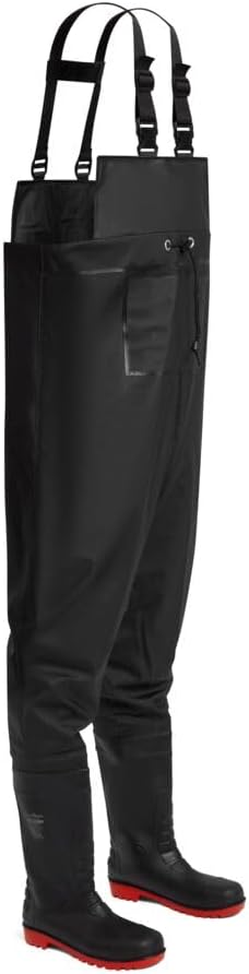 Portwest FW74 Steel PVC Chest Wader Waterproof Safety Workwear Steel Toecap Midsole Slip-Resistant Fuel Oil Resistant Adjustable Straps Durable Heavy-Duty Protection Comfortable Fit, Black, 39 image number 1