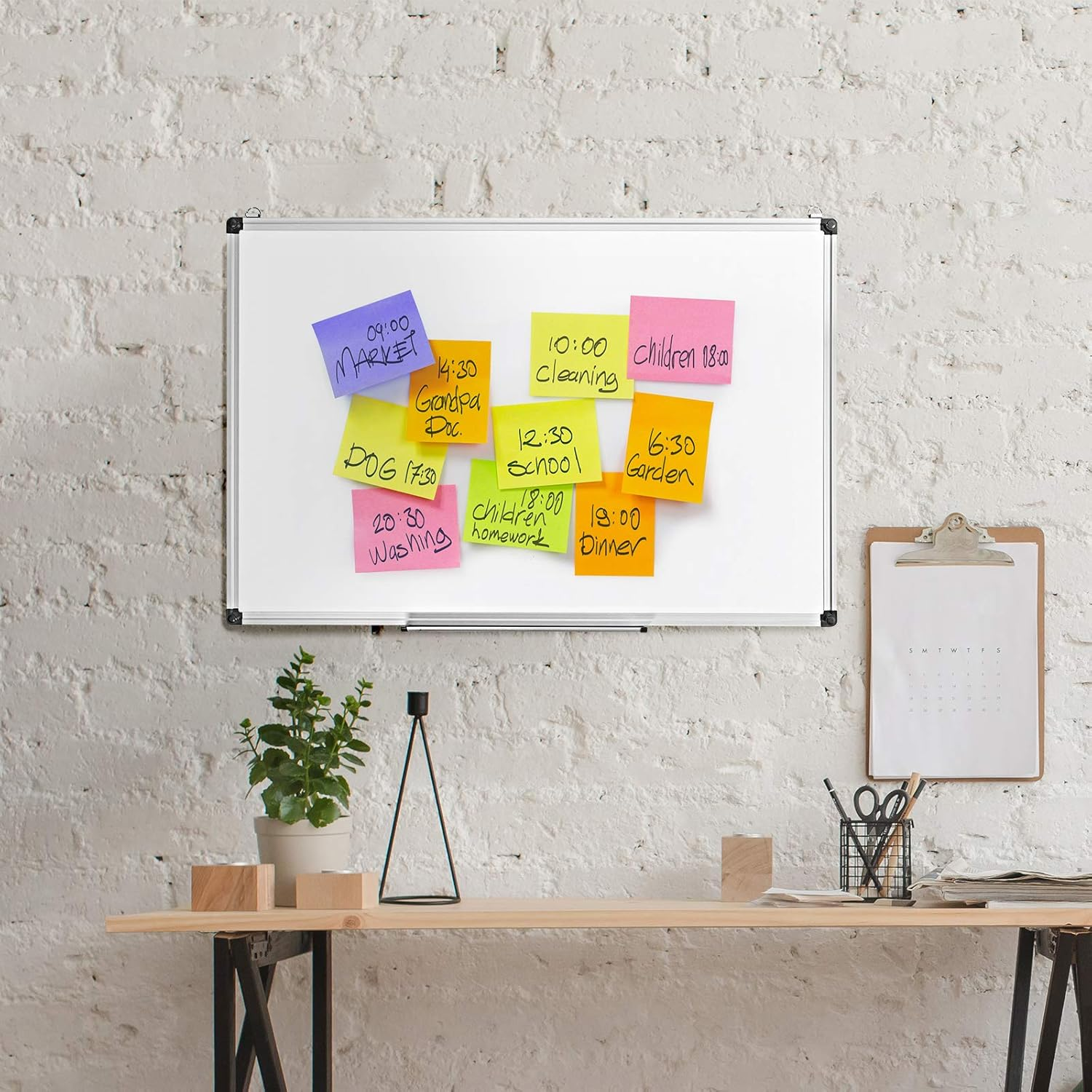 Giantex Dry Erase Board, Wall Mounted Board with Detachable Tray, Aluminum Frame Magnetic Whiteboard with 3 Dry Erase Markers, 2 Magnets & 1 Eraser for School, Home, Office (90 X 60 Cm) image number 2