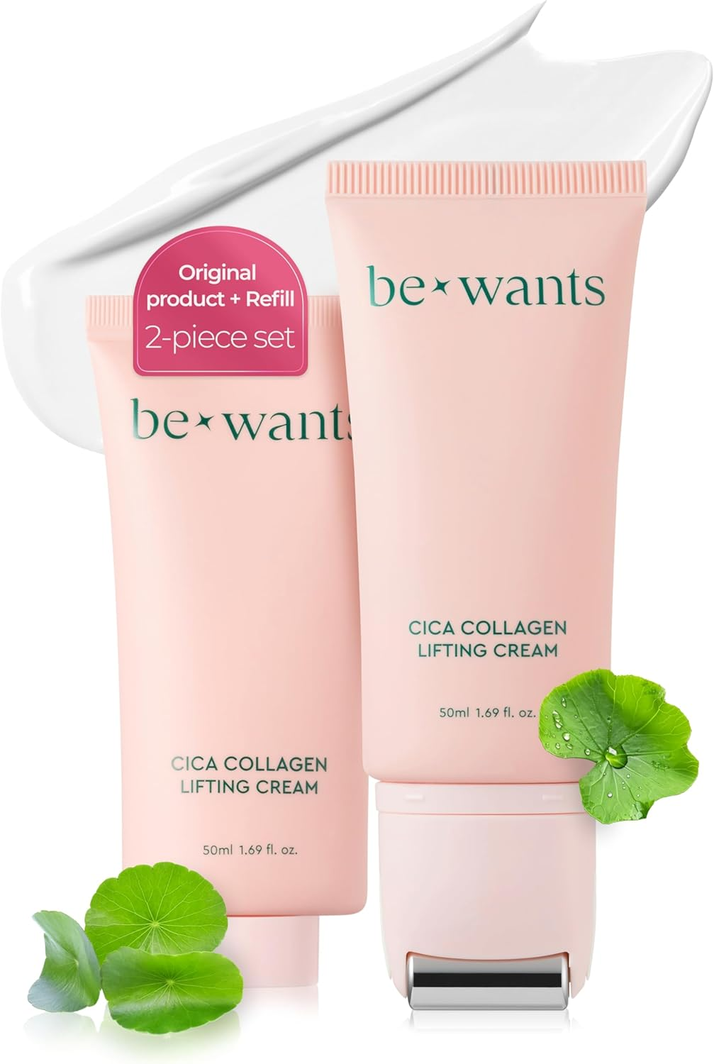 BE+WANTS [K-Beauty] Bewants Neck Lifting & Firming Cream with Centella Asiatica | Vegan Hyaluronic Acid | Neck Firming Cream Tightening Lifting Sagging Skin with Gua Sha Roller | Korean Skincare