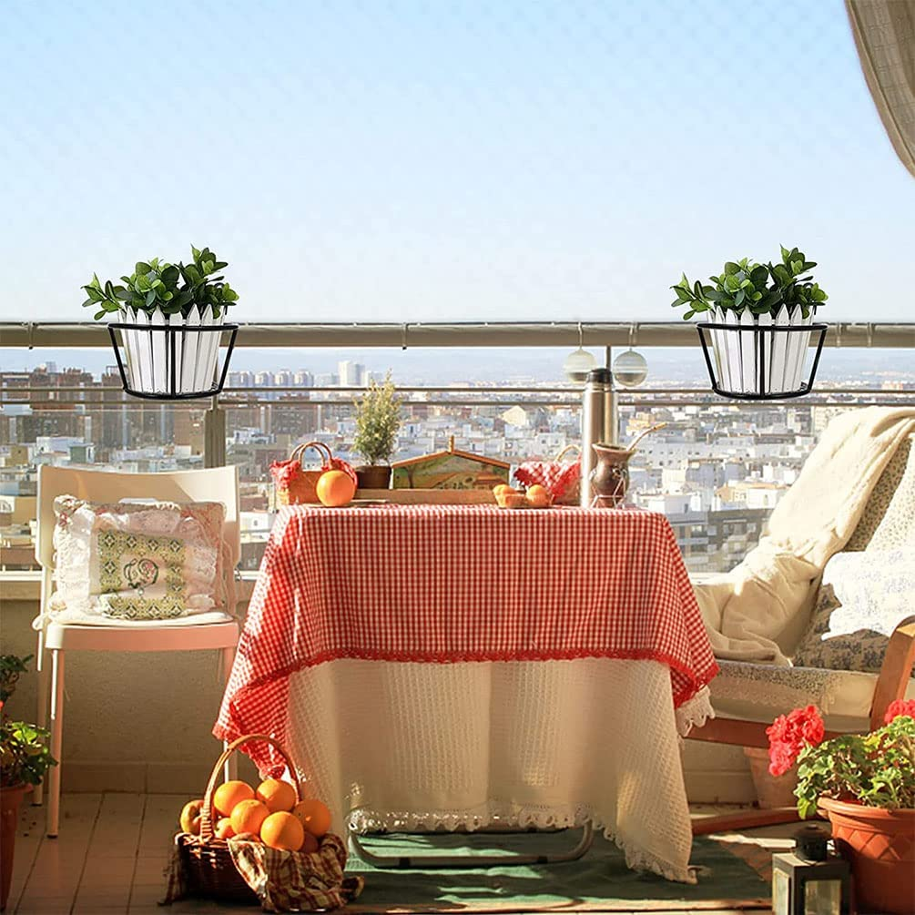 Hanging Railing Planter Baskets, 4 Pack Flower Pot Holder Garden Planter Support Rack Decorative for Indoor and Outdoor Plants Perfect for Porches and Patio Decor