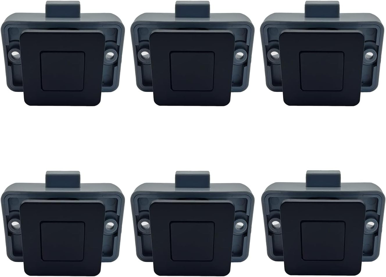 6 Packs PUROCEAN Metal Push Button Latch Square RV Push Button Catch (Black)
