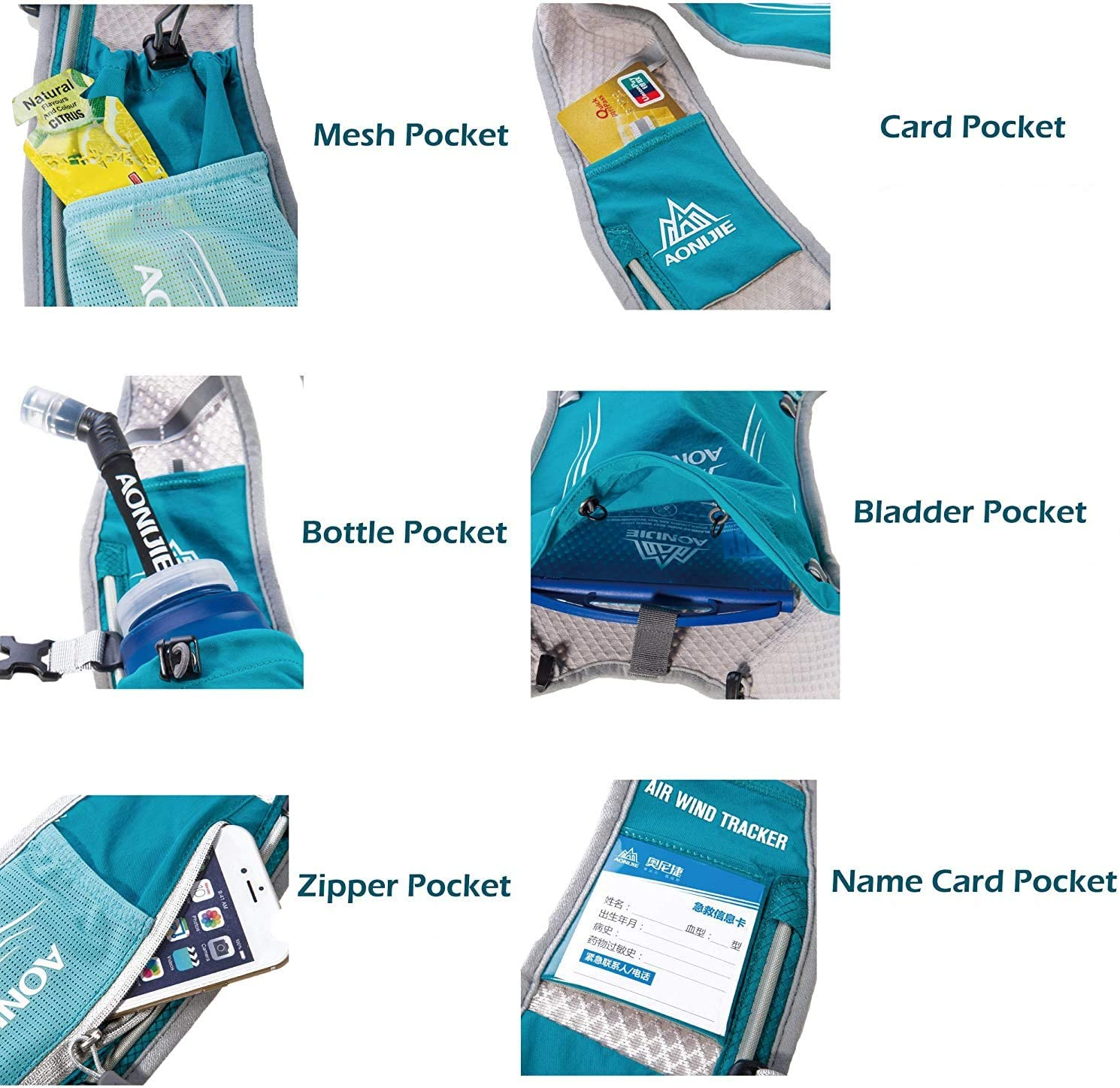 AONIJIE 5L Outdoor Sport Multifunctional Camping Backpack Cycling Running Climbing Hiking Hydration Vest Pack image number 5