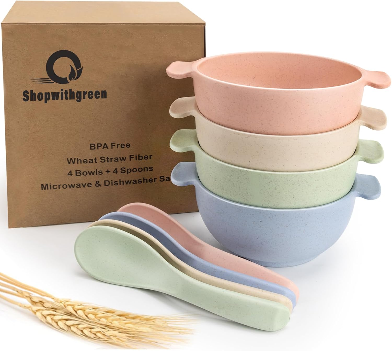 Shopwithgreen Wheat Straw Bowls Set Small Multicolor