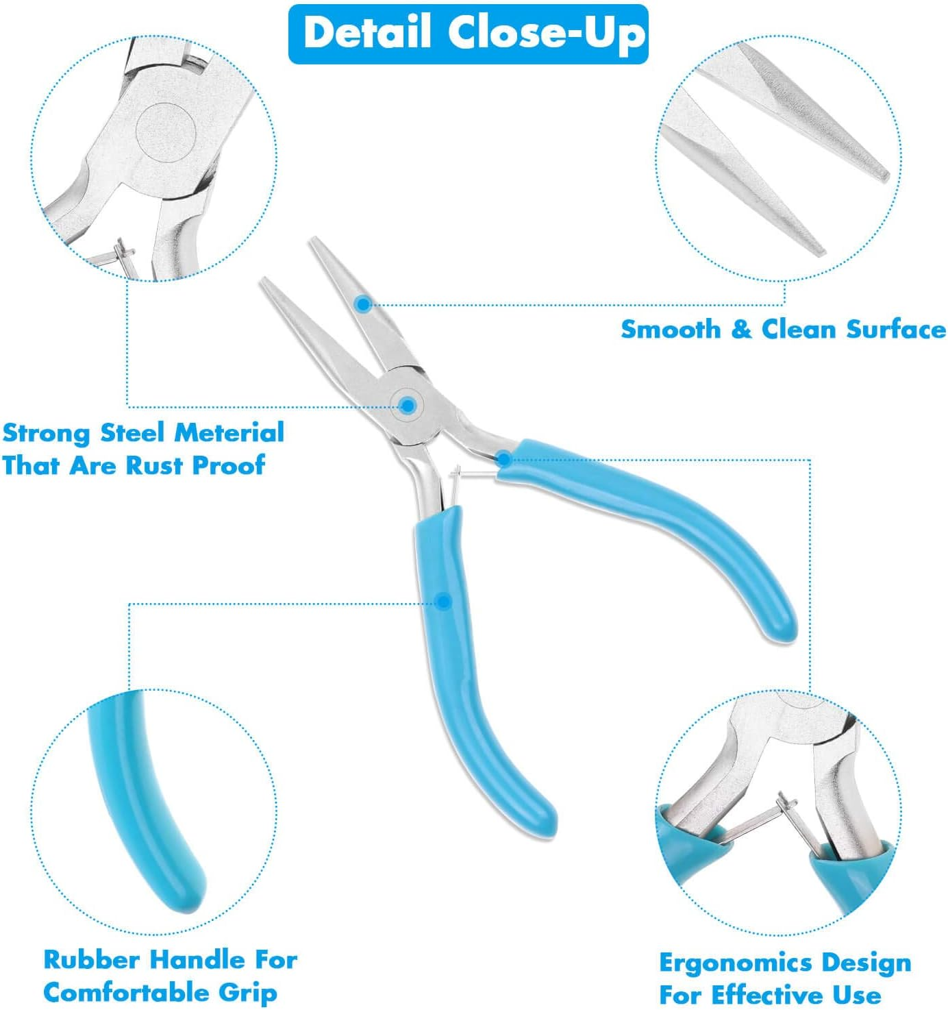 3 Pcs Jewelry Pliers Set, Jewelry Making Pliers Tools with Needle Nose Pliers/Chain Nose Pliers, round Nose Pliers and Wire Cutter for Jewelry Repair, Wire Wrapping, Crafts and Jewelry Making Suppli image number 1