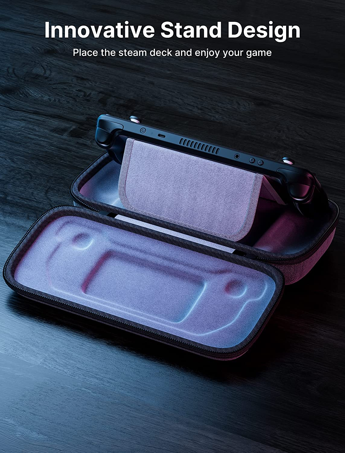 JSAUX Carrying Case Compatible with Steam Deck, Protective Hard Shell Carry Case Built-In AC Adapter Charger Storage, Portable Travel Carrying Case Pouch for Steam Deck Console & Accessories-Bg0102 image number 5