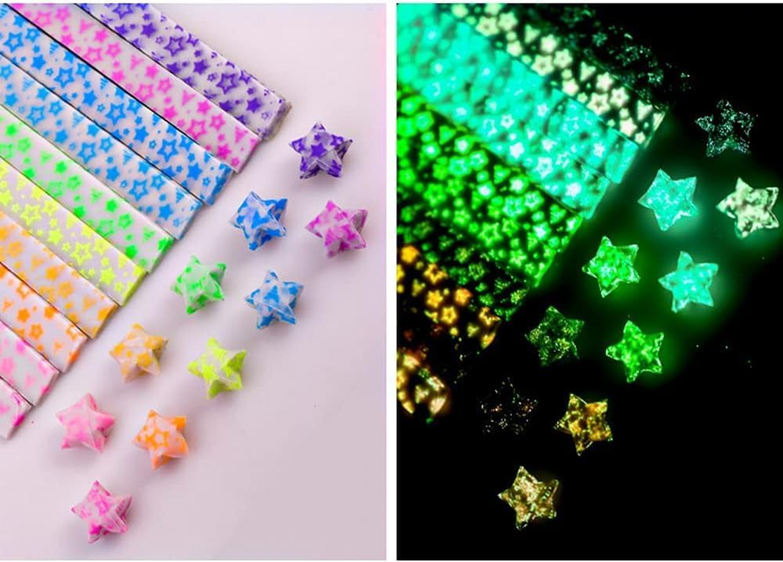 Origami Star Paper Strips, Handmade DIY Lucky Star Origami, Star Pattern image number 1