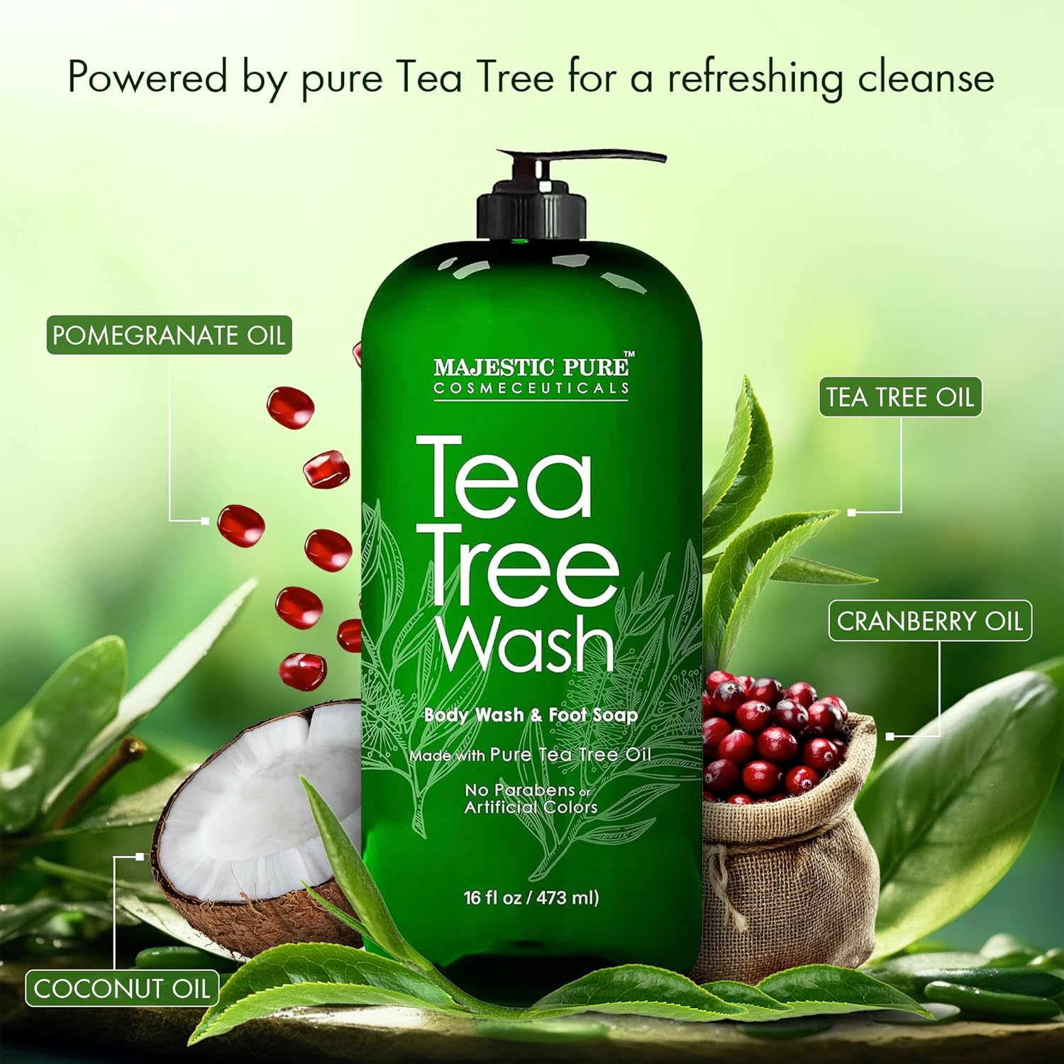 Majestic Pure Antifungal Soap with Tea Tree Oil, Natural Foot & Body Wash, 270Ml - Helps with Nail Fungus, Athletes Foot, Ringworms, Jock Itch & Body Odour image number 3