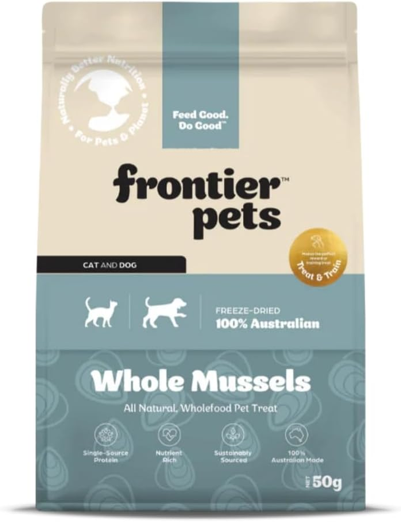 Frontier Pets Freeze-Dried Raw Dog Treats &ndash; Australian Mussels - All Natural, Gluten Free, Omega-3 Rich