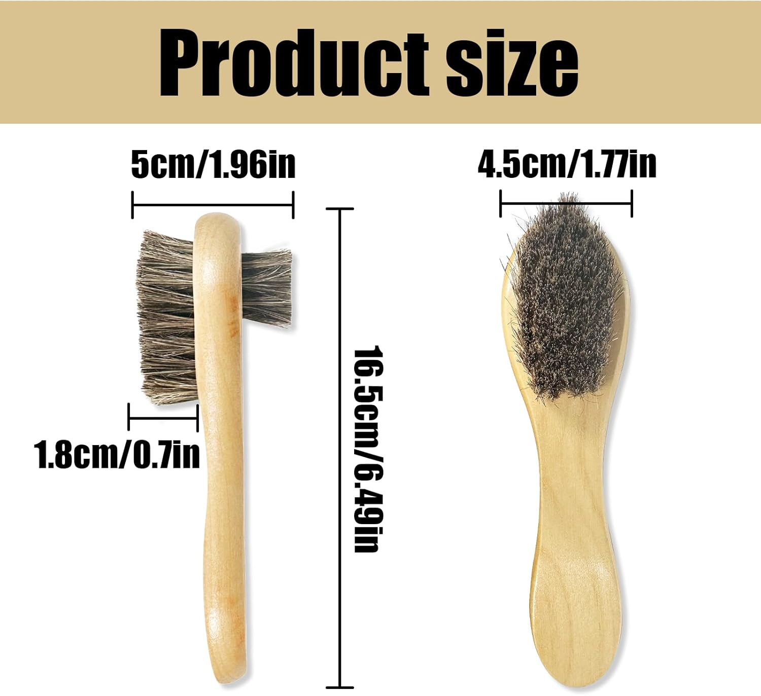 NILLOS Shoes Brushes Kit, 2 PCS Polishing Horsehair Brushes for Boots Polishing, Dauber, Care (16.5 X 4.5Cm/6.49 X 1.77In) image number 3