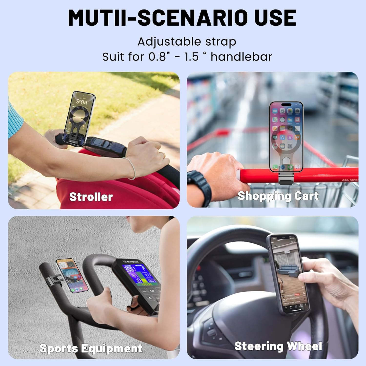 Magnetic Phone Holder for Car, Steering Wheel Phone Mount Fits Magsafe Car Mount[Strong Magnet & Aluminum Alloy], Steering Wheel Phone Holder Work on All Phones Iphone Samsung(Magnetic Ring Included) image number 5
