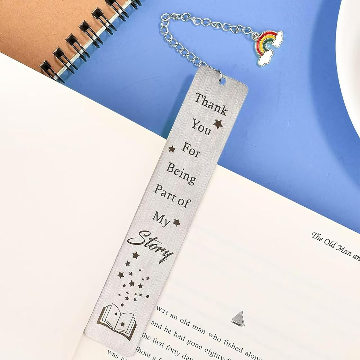 Metal Bookmark，2 Stainless Steel Bookmarks with Different Patterns，Thank You Teacher Appreciation Gifts Book Lovers Gifts Friend Birthday Graduation Gifts for Women Female Friend Gift image number 3