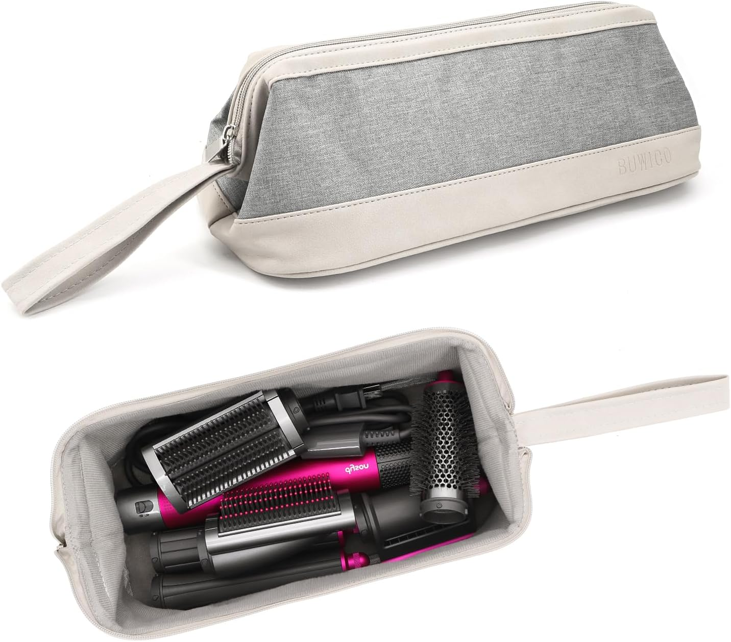 Buwico Airwrap Travel Case for Dyson/Shark Flexstyle, Travel Pouch for Dyson Airwrap/Shark Flexstyle Complete Styler and Attachments, Travel Bag for Dyson/Shark Hair Dryer, Off-White, Travel Case image number 4