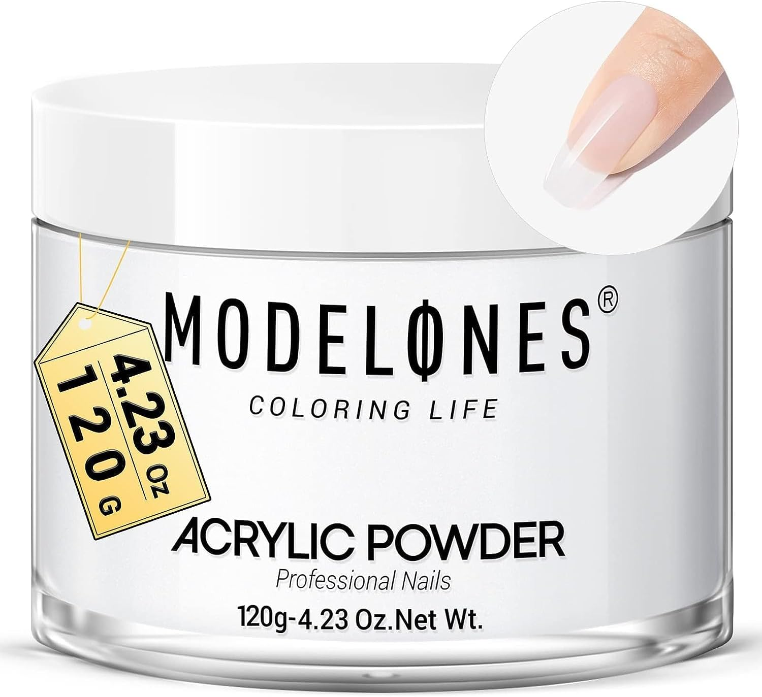 Modelones Clear Acrylic Powder, 4.23Oz Acrylic Powder Large Capacity Professional Acrylic Nail Powder Polymer for 3D French Nail Manicure Extension Nail Carving, Long-Lasting Beauty Gifts