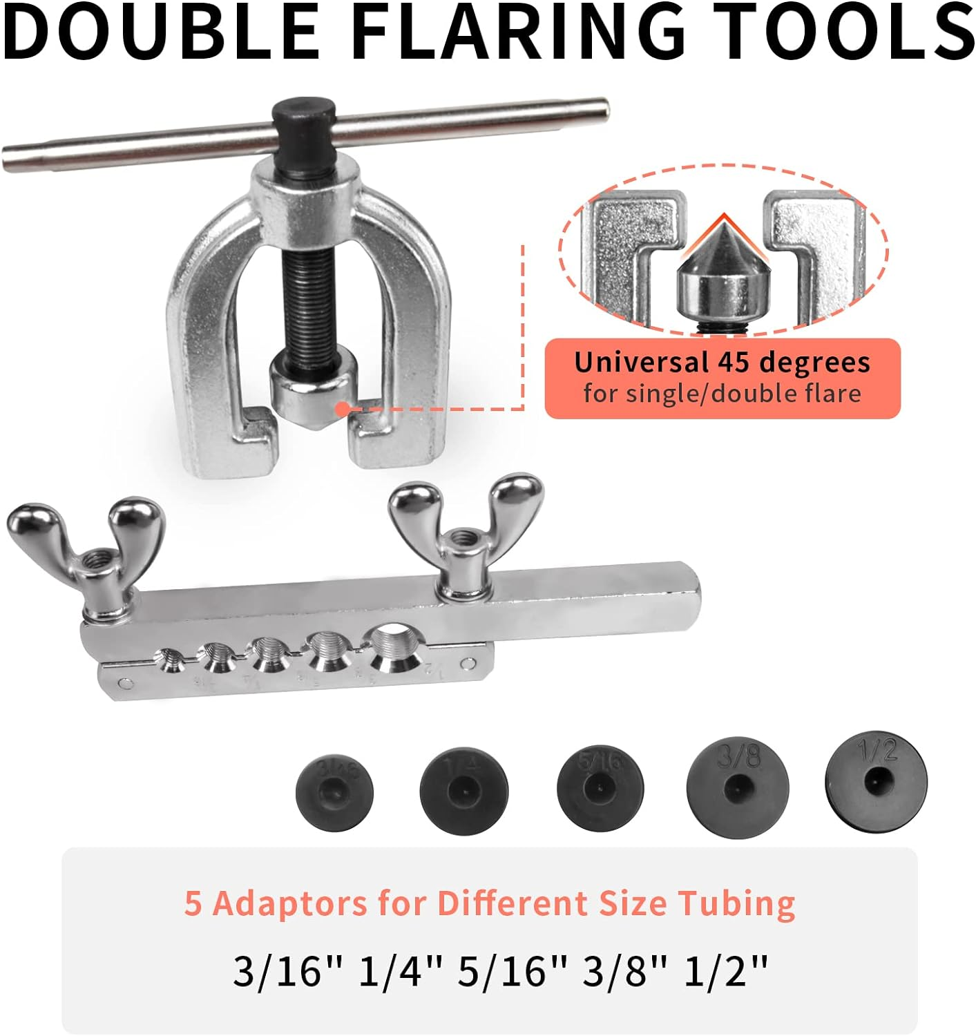 Muhize Brake Flare Tool Kit - Upgraded 1/4 Inch Brake Repair Kit (25 Feet), Corrosion Resistant Copper Brake Tubing + Flaring Tool, 16 Braking Fittings & 4 Unions image number 4
