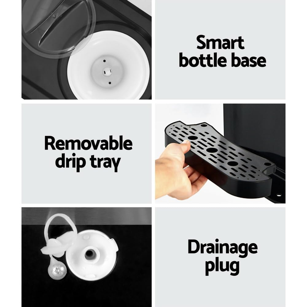 Devanti 3-In-1 Ice Maker Machine, 2.5L 20KG Portable Countertop Cold and Hot Water Dispenser Stainless Steel Icemaker Cube Makers Commercial Home Office Kitchen Appliances, Electric Fast Freeze Black image number 2