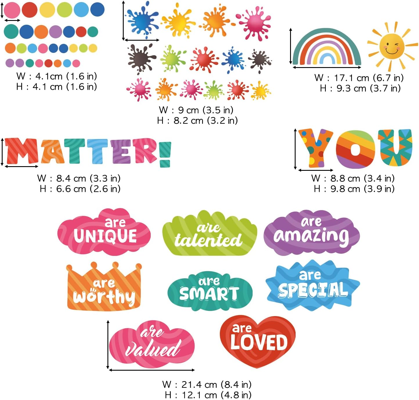 DECOWALL DS9-8082 Inspirational Quotes Wall Stickers Colorful Decals Kids Playroom School Classroom Nursery Educational Positive Motivational Phrases