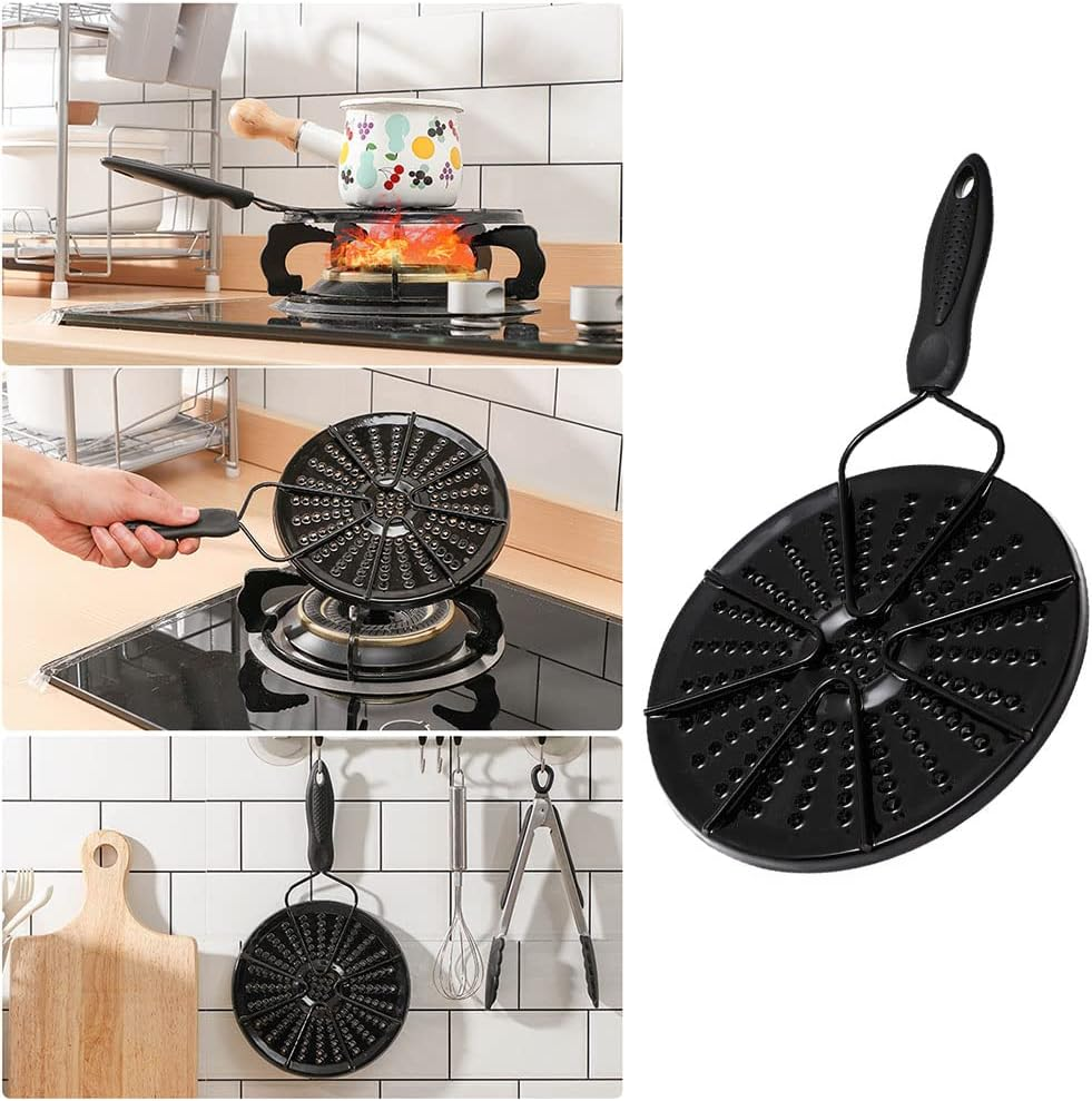 Heat Diffuser for Gas Stove, Induction Hot Plate with Handle Gas Furnace Thermal Diffuser Solid Stainless Steel Plate(Black) image number 3