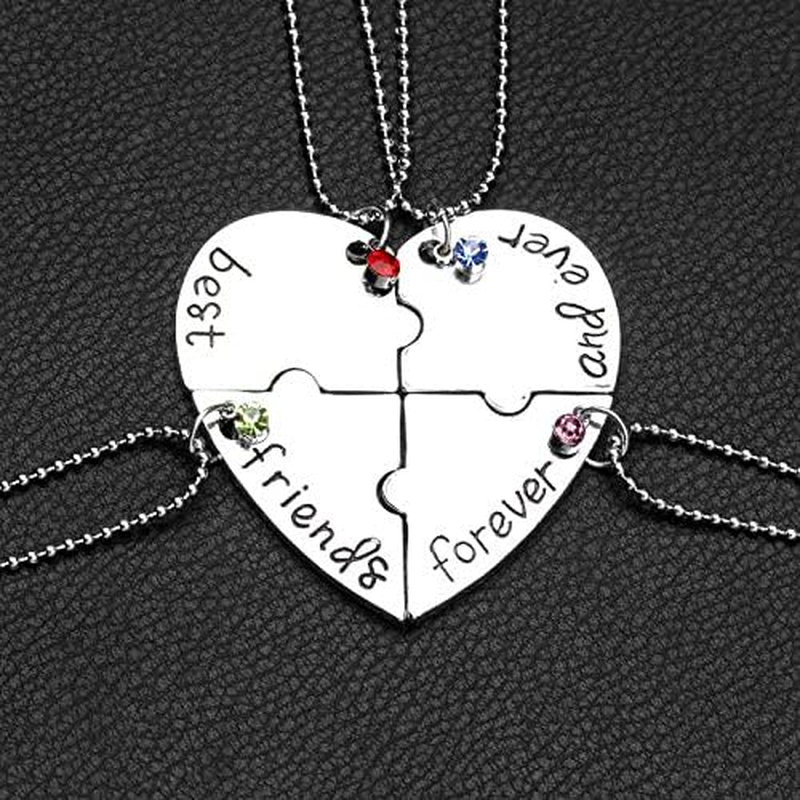 YALLNASL 4 BFF Gifts Necklaces for Girls: Matching Heart Necklaces for Best Friends Forever, Women & Girls, Stainless Steel, Shape, 16.7 Inch Chain image number 4