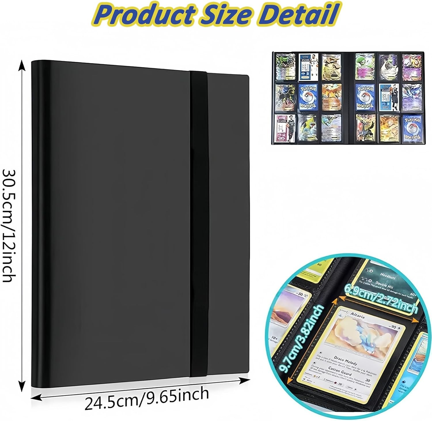 9 Pocket Trading Card Binder,Premium Zip Card Binder,540 Pocket Double Sided PU Leather Collection,Collector Album for Tcg,Mtg,Sports,Game Cards Storage image number 5