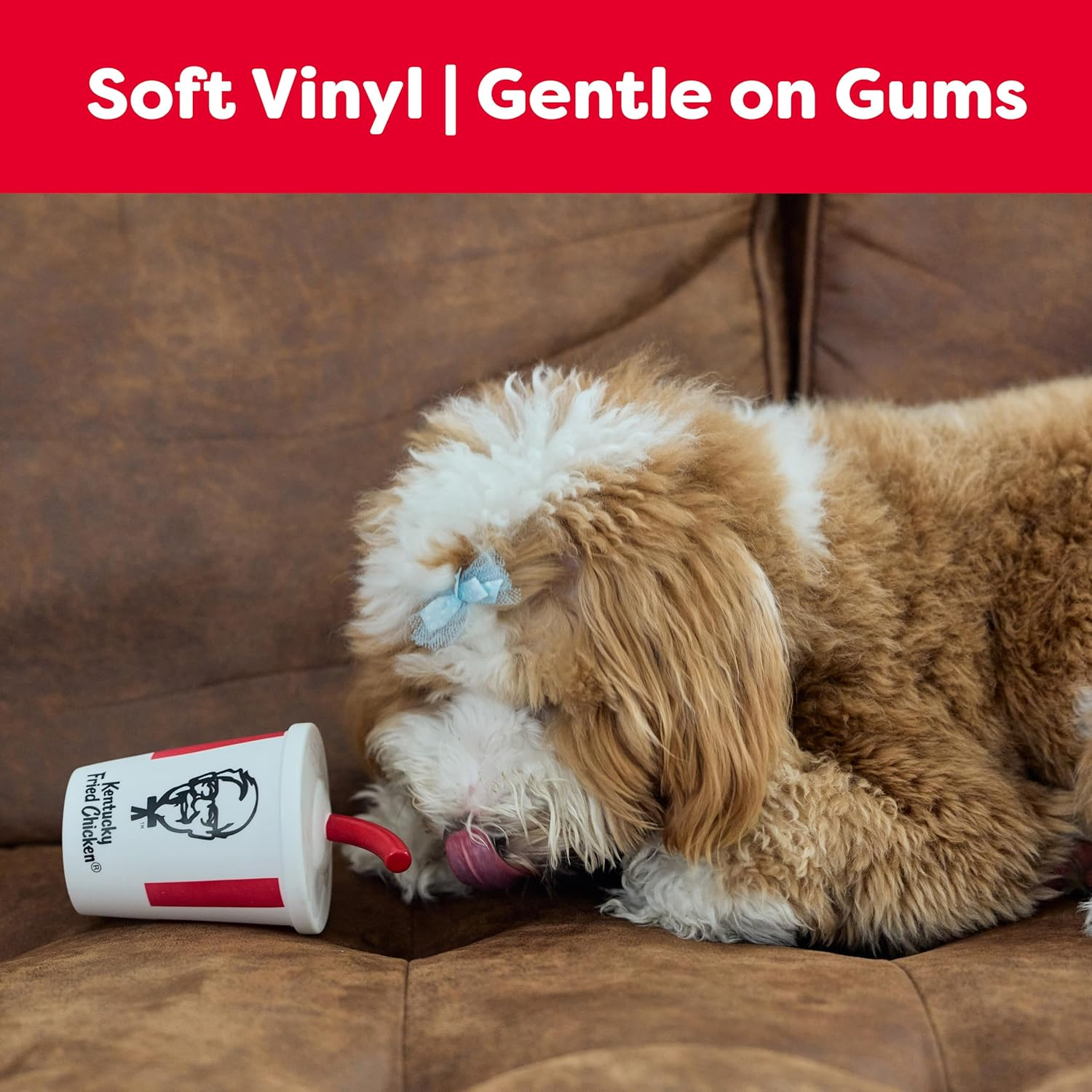 KFC Mini Chicken Wrap & Soda Meal &ndash; 2-Piece Vinyl Squeaky Dog Toy Set &ndash; Includes 6&rdquo; Chicken Wrap & 6&rdquo; Soft Drink Cup &ndash; Lightweight, Fun, and Interactive Play for Small & Gentle Chewers image number 6